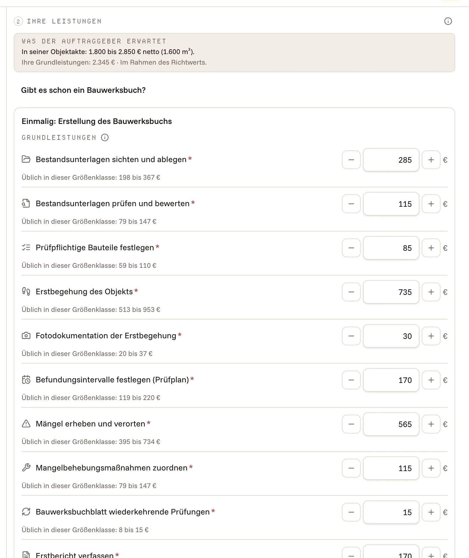 Leistungen bepreisen
