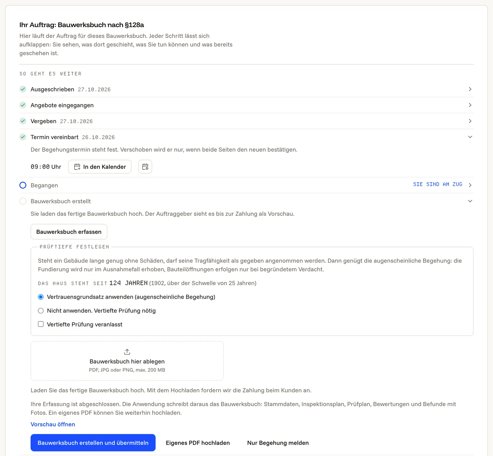 Bauwerksbuch erstellen