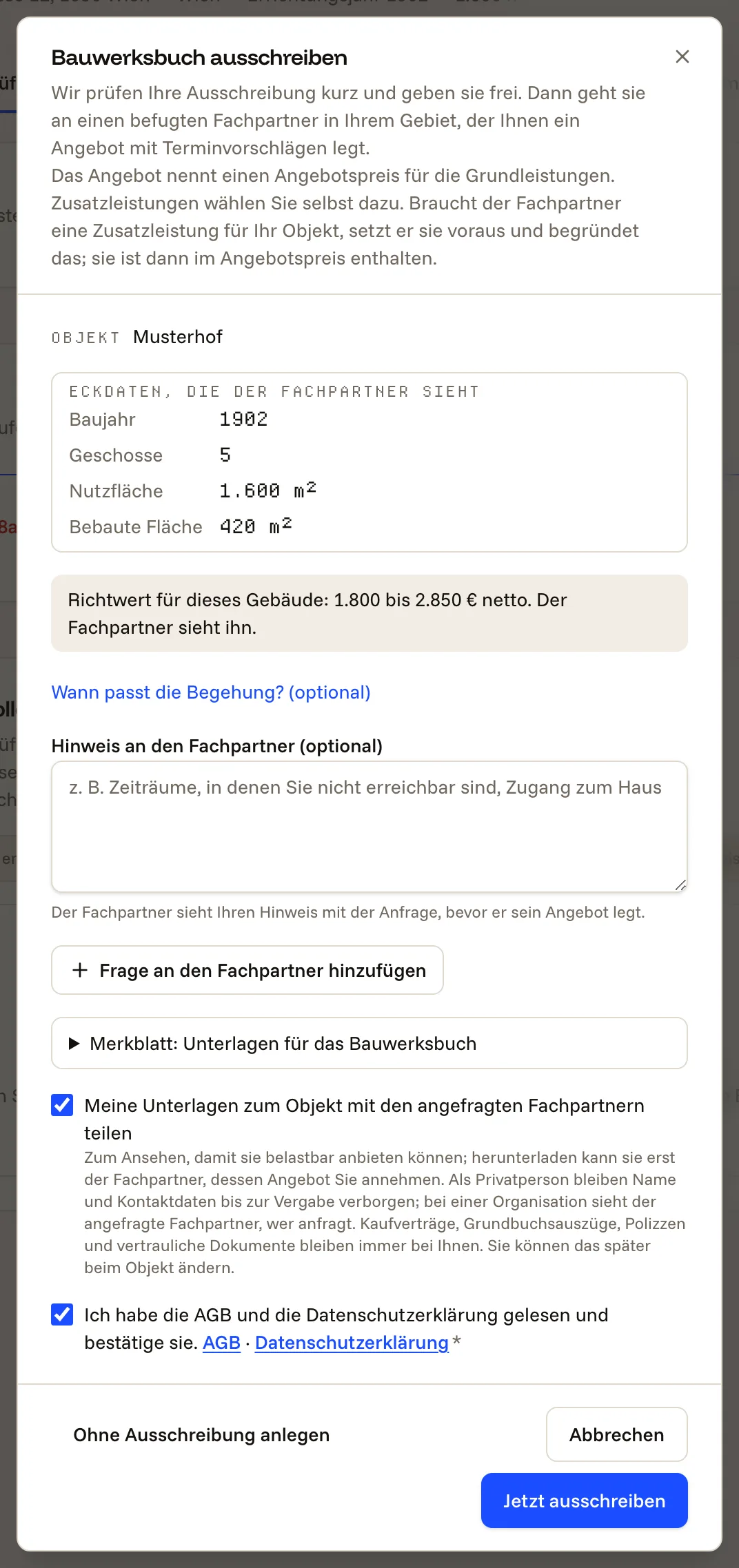 Eckdaten prüfen