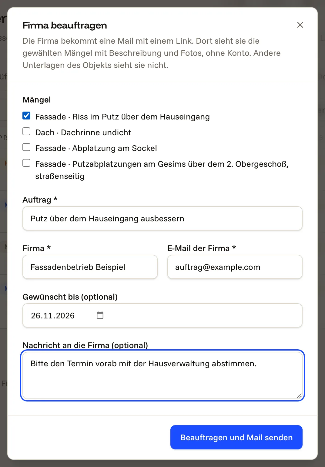 Firma beauftragen